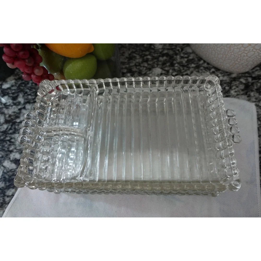 Vintage Hazel Atlas Glass‎ Snack Tray: 5-Compartment Relish Dish